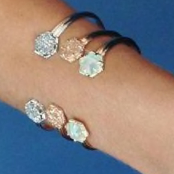 Kendra Scott Arden cuff Bracelet Rose gold sparkly Drusy stone - Picture 4 of 6